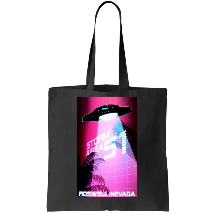 Vaporwave Storm Area 51 UFO Tote Bag