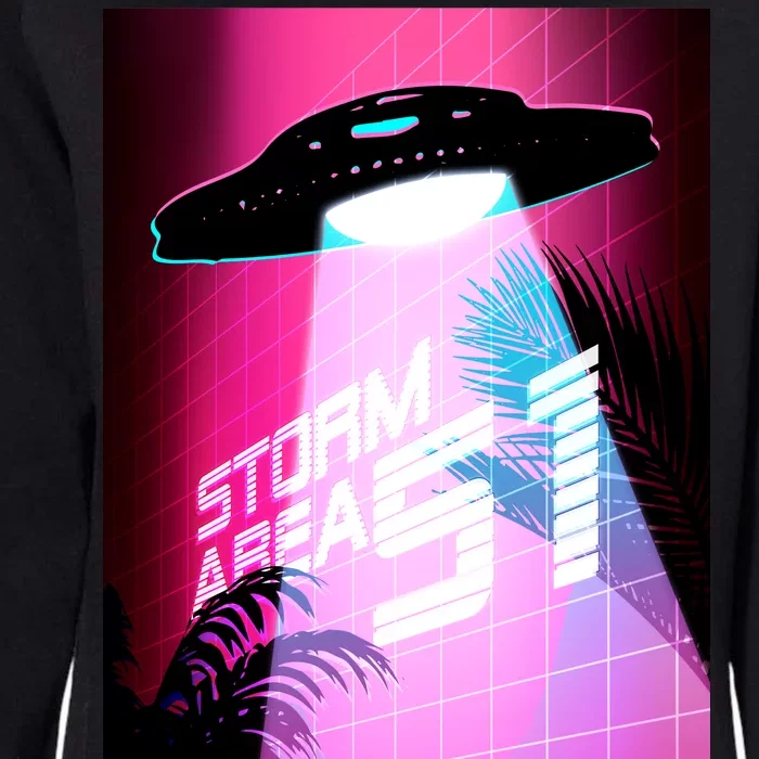 Vaporwave Storm Area 51 UFO Womens California Wash Sweatshirt