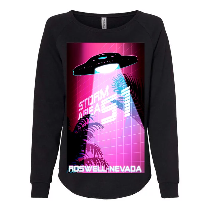 Vaporwave Storm Area 51 UFO Womens California Wash Sweatshirt