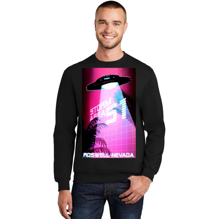 Vaporwave Storm Area 51 UFO Tall Sweatshirt