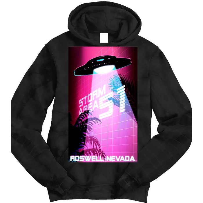 Vaporwave Storm Area 51 UFO Tie Dye Hoodie