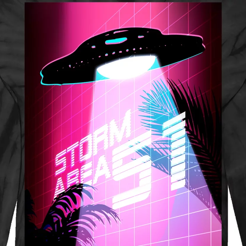 Vaporwave Storm Area 51 UFO Tie-Dye Long Sleeve Shirt