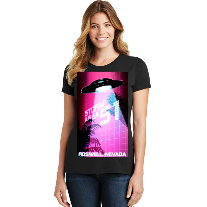 Vaporwave Storm Area 51 UFO Women's T-Shirt