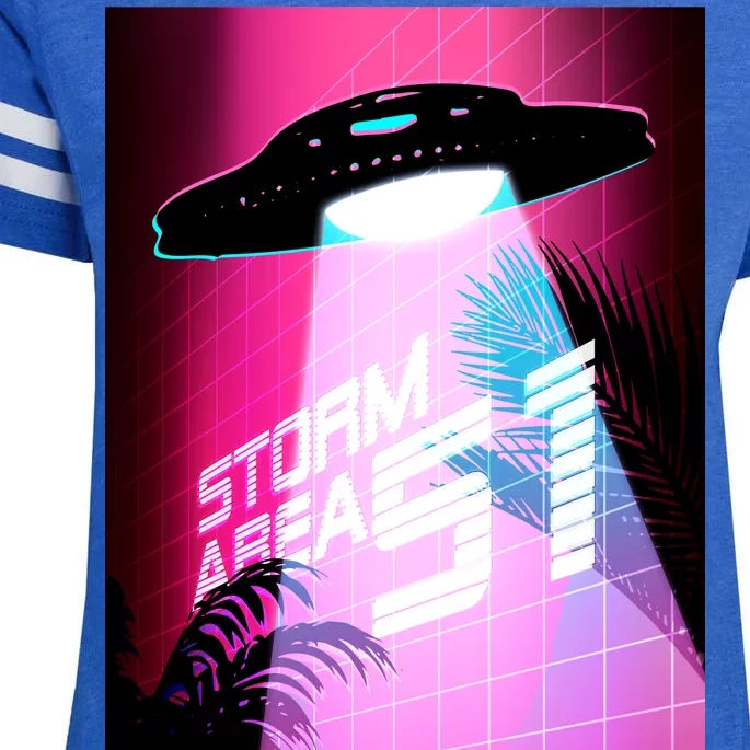 Vaporwave Storm Area 51 UFO Enza Ladies Jersey Football T-Shirt