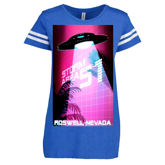 Vaporwave Storm Area 51 UFO Enza Ladies Jersey Football T-Shirt