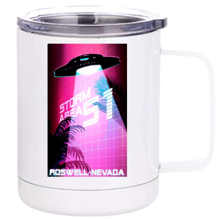 Vaporwave Storm Area 51 UFO Front & Back 12oz Stainless Steel Tumbler Cup