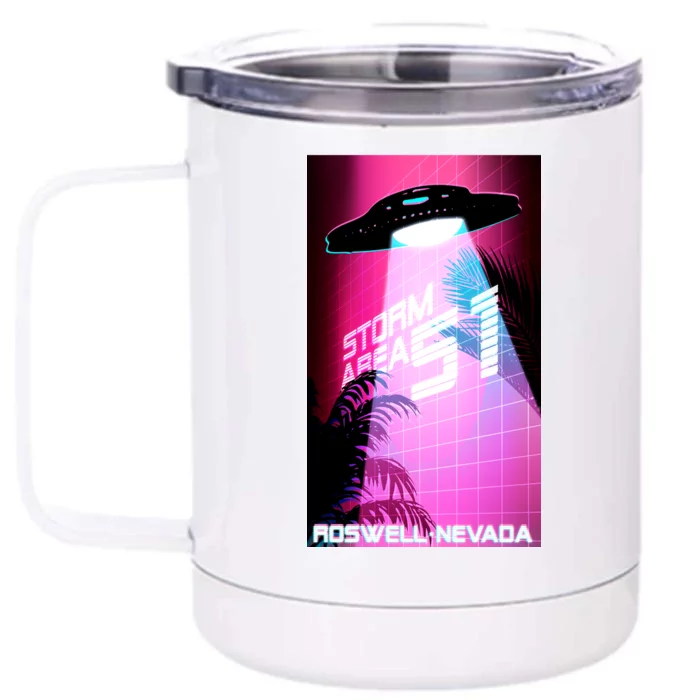 Vaporwave Storm Area 51 UFO Front & Back 12oz Stainless Steel Tumbler Cup