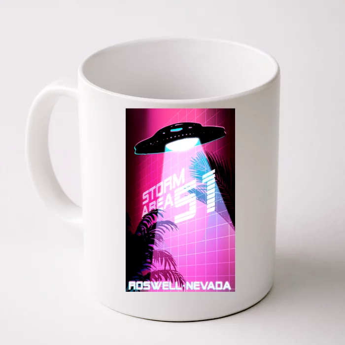 Vaporwave Storm Area 51 UFO Front & Back Coffee Mug