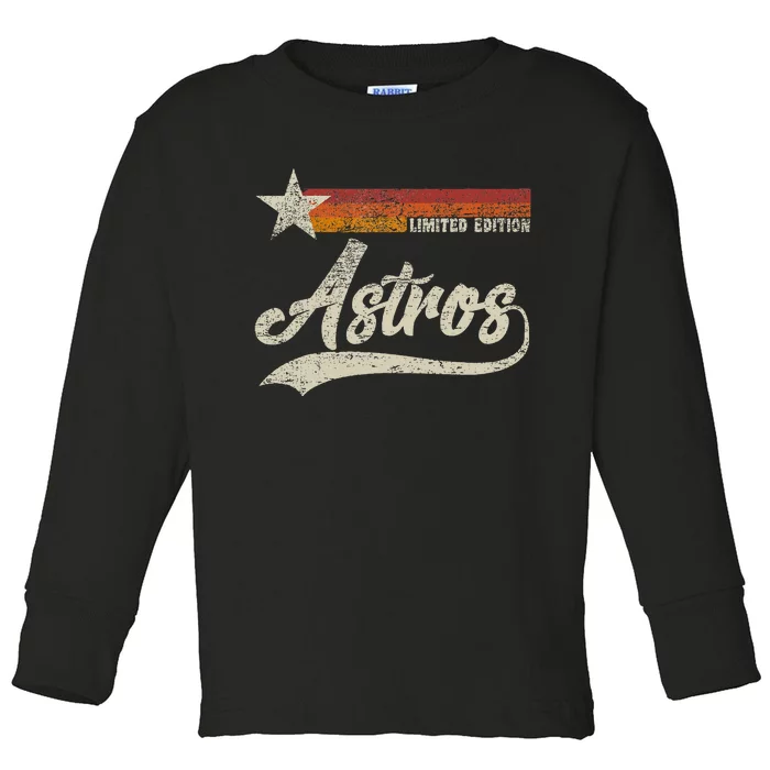 Vintage Astros Retro Style 70s 80s First Name Toddler Long Sleeve Shirt