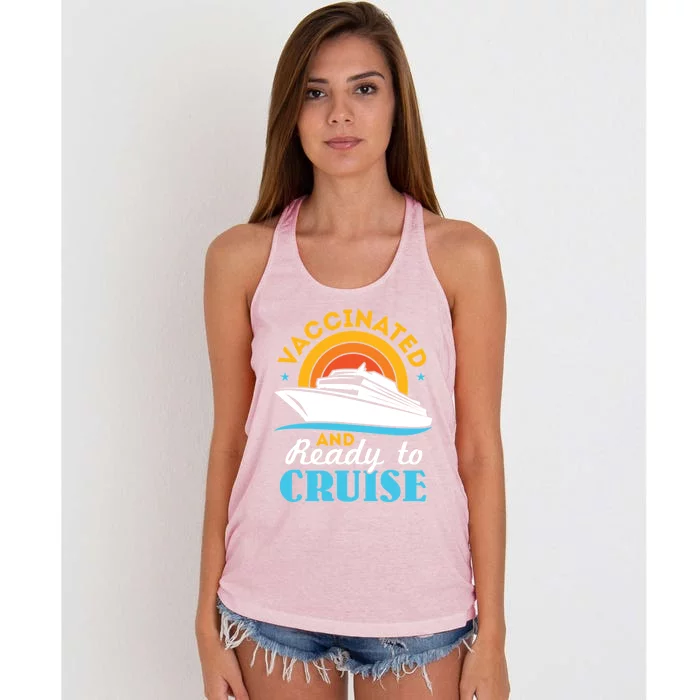 Vaccinated And Ready To Cruise Cruising Lover Women's Knotted Racerback Tank