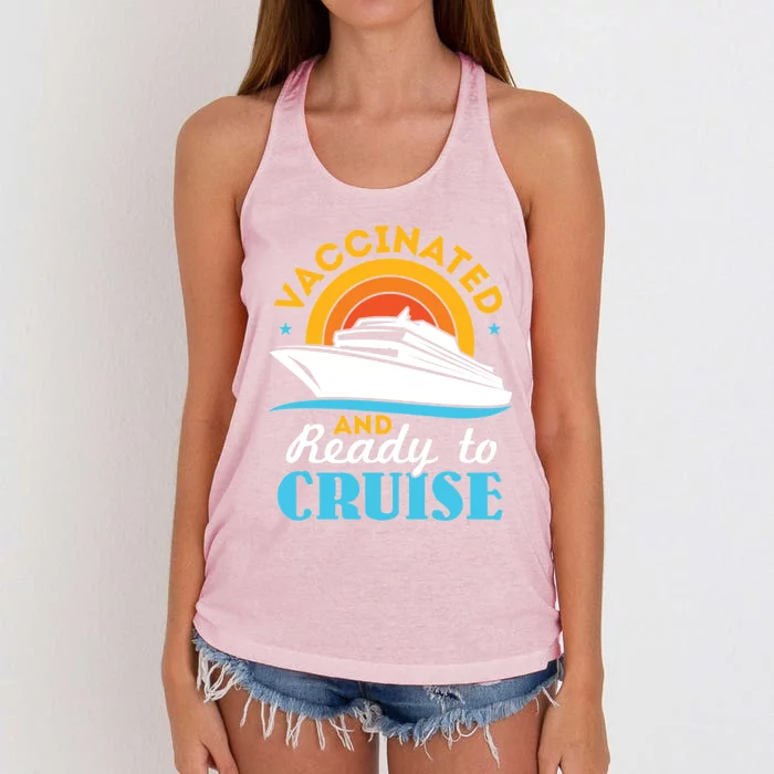 Vaccinated And Ready To Cruise Cruising Lover Women's Knotted Racerback Tank