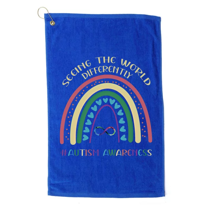 Vintage Autism Rainbow Infinity Seeing The World Differently Cool Gift Platinum Collection Golf Towel