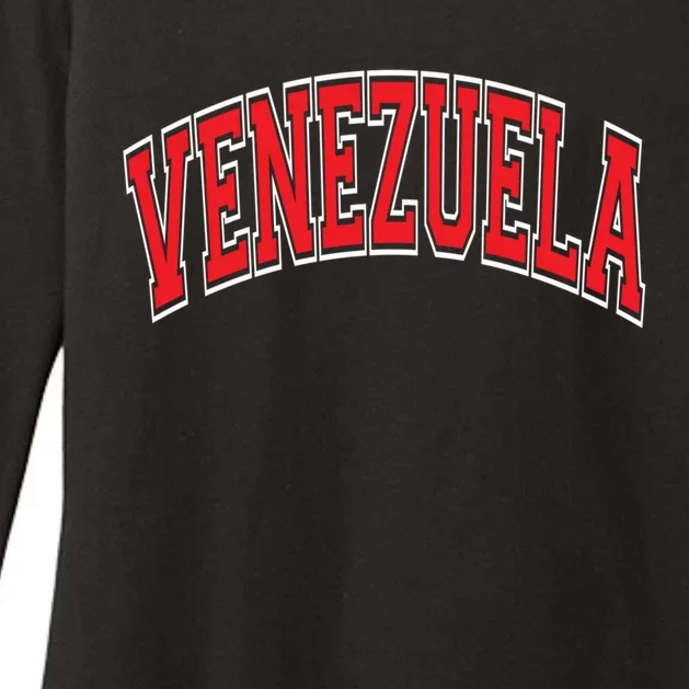 Venezuela Arched Red Text Gift Womens CVC Long Sleeve Shirt