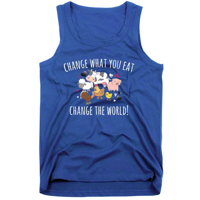 Vegan Animal Rights Change What You Eat Change The World Funny Gift Tank Top