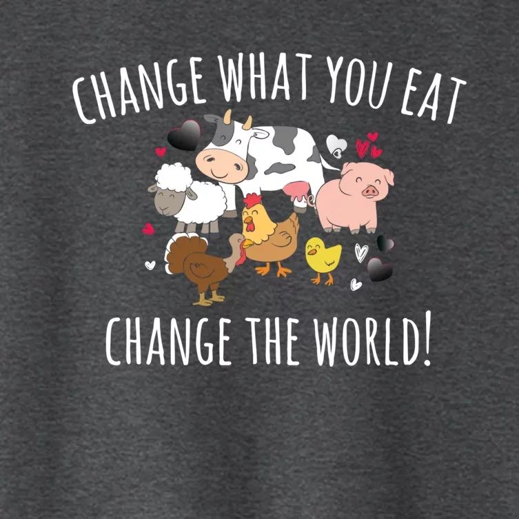 Vegan Animal Rights Change What You Eat Change The World Funny Gift Women's Crop Top Tee