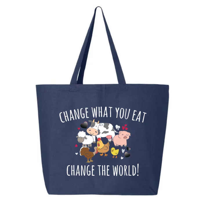 Vegan Animal Rights Change What You Eat Change The World Funny Gift 25L Jumbo Tote