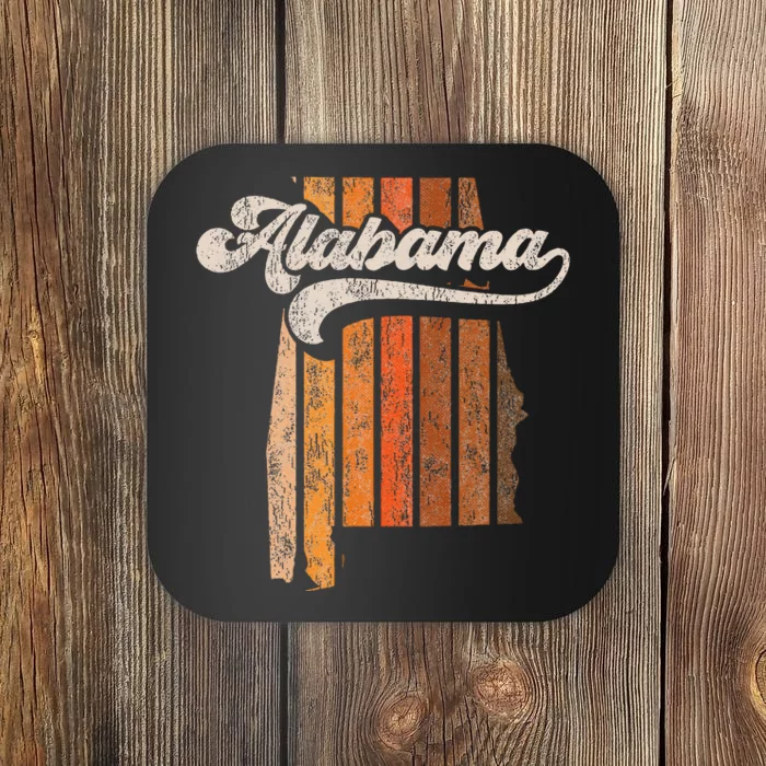 Vintage Alabama Retro 70s Stripes Silhouette Distressed Coaster