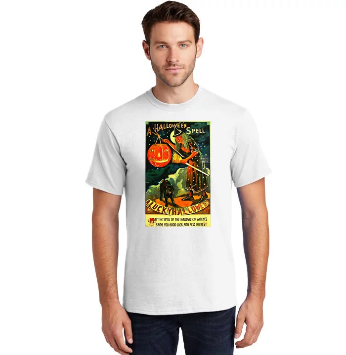 Vintage Art Retro Halloween Witch Tall T-Shirt