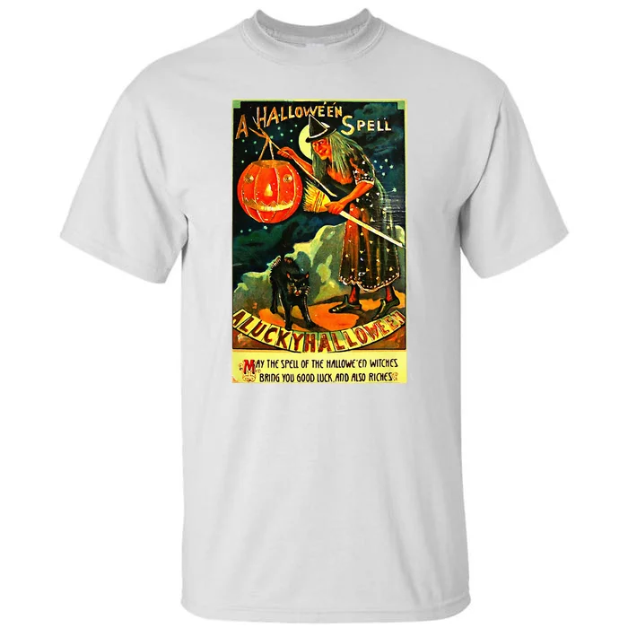 Vintage Art Retro Halloween Witch Tall T-Shirt