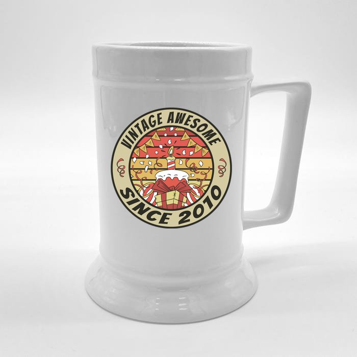 Vintage Awesome Since 2010 Birthday Gift Front & Back Beer Stein