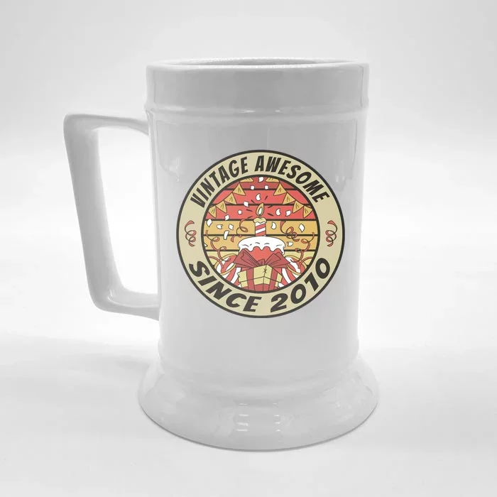 Vintage Awesome Since 2010 Birthday Gift Front & Back Beer Stein