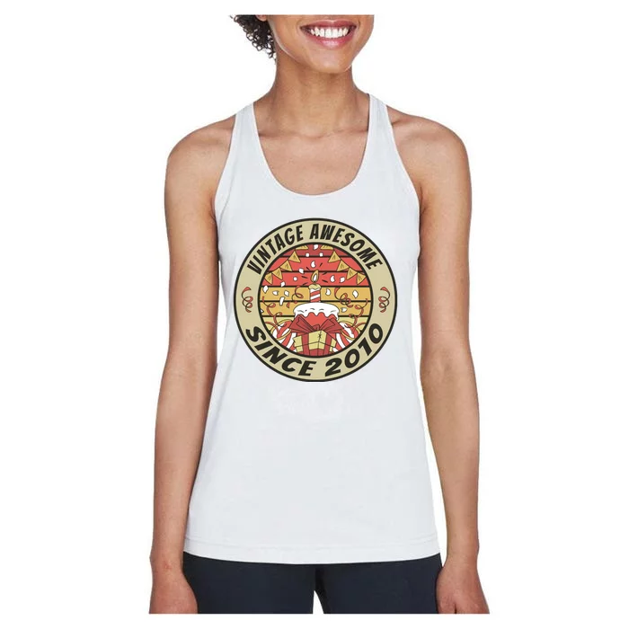 Vintage Awesome Since 2010 Birthday Gift Women's Racerback Tank