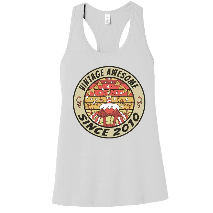 Vintage Awesome Since 2010 Birthday Gift Women's Racerback Tank