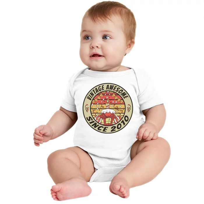 Vintage Awesome Since 2010 Birthday Gift Baby Bodysuit