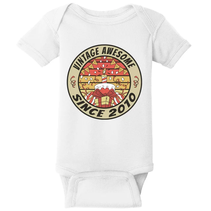 Vintage Awesome Since 2010 Birthday Gift Baby Bodysuit