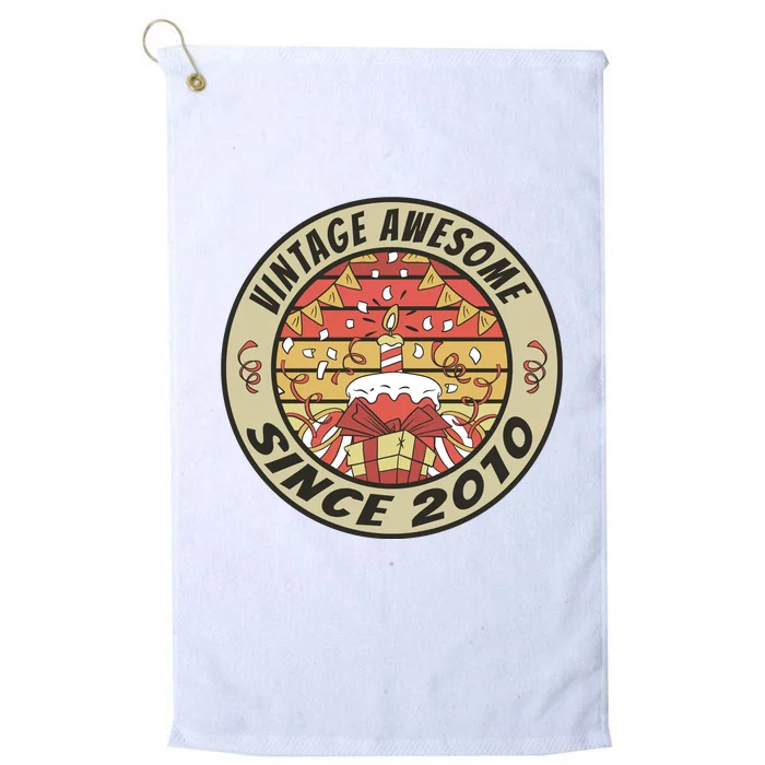 Vintage Awesome Since 2010 Birthday Gift Platinum Collection Golf Towel