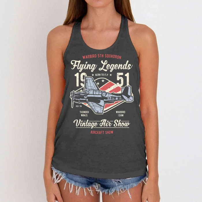 Vintage Air Show Aircraft Show Women's Knotted Racerback Tank