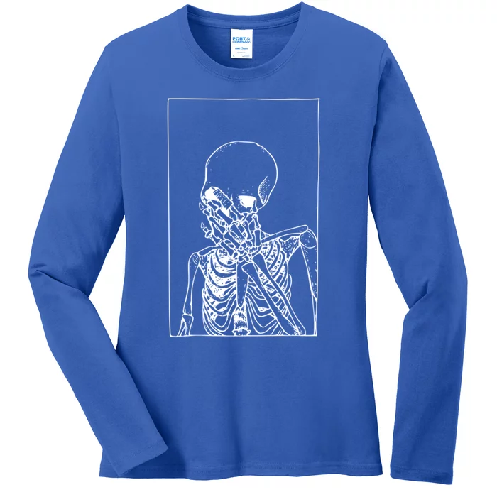 Vintage Aesthetic Skeleton Meaningful Gift Ladies Long Sleeve Shirt