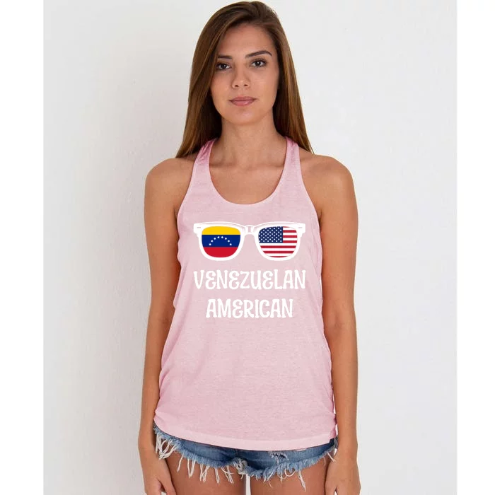 Venezuelan American Sunglasses Usa Venezuela Flags Gift Women's Knotted Racerback Tank