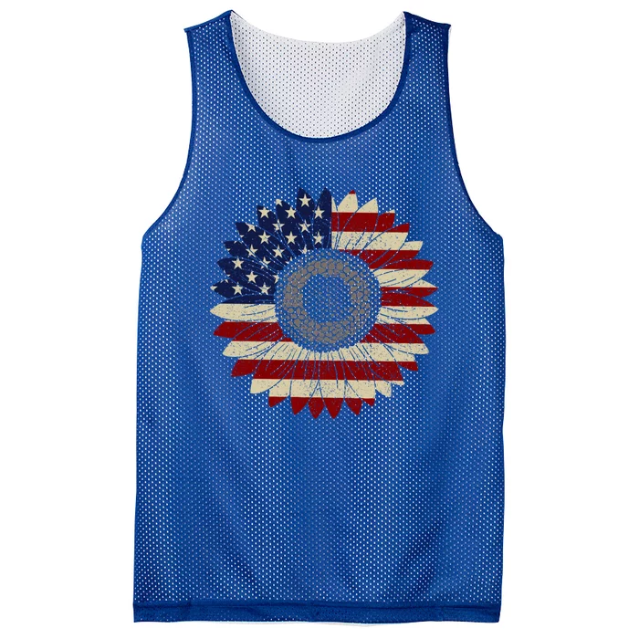 Vintage America Sunflower Tee 4th Of July Meaningful Gift Mesh Reversible Basketball Jersey Tank