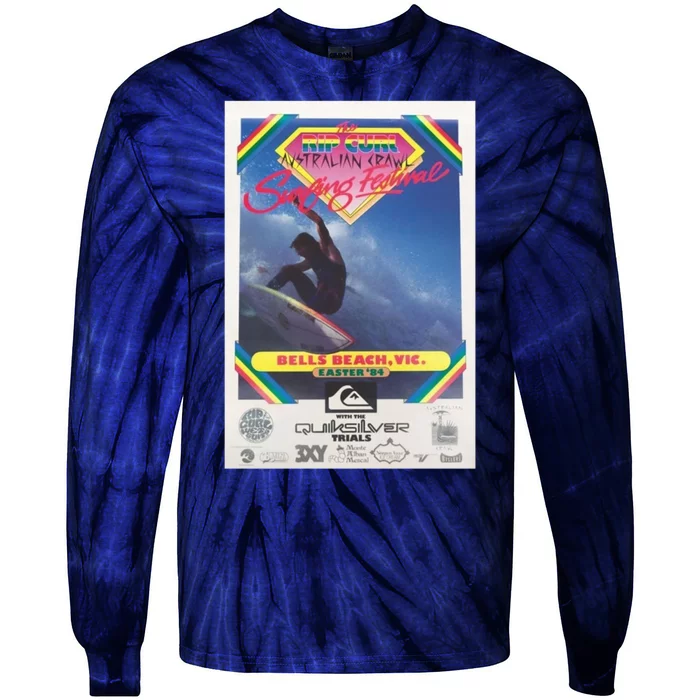 Vintage Australia Surf Poster 1984 Tie-Dye Long Sleeve Shirt