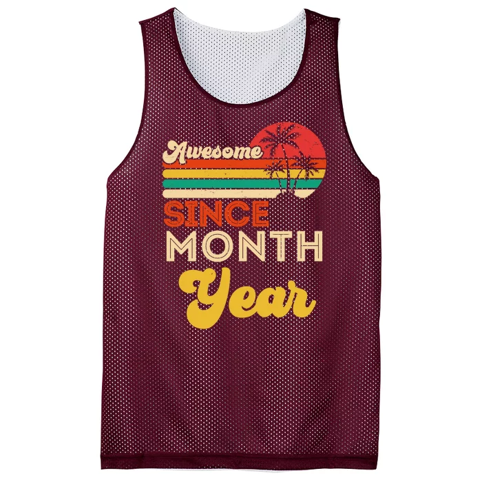 Vintage Awesome Since Customize Month And Year Birthday Mesh Reversible Basketball Jersey Tank