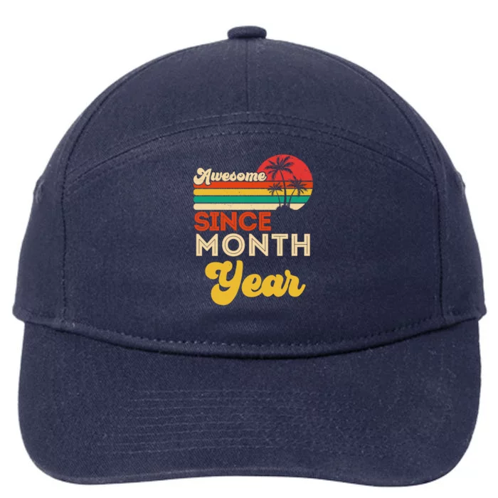 Vintage Awesome Since Customize Month And Year Birthday 7-Panel Snapback Hat