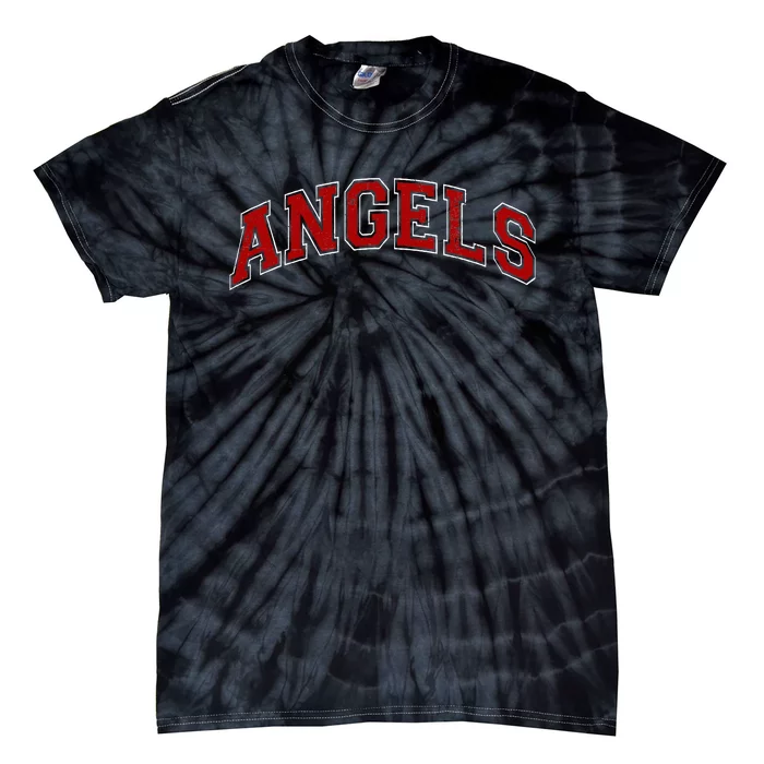 Vintage Angels Sports Name Athletic Text Arch Tie-Dye T-Shirt