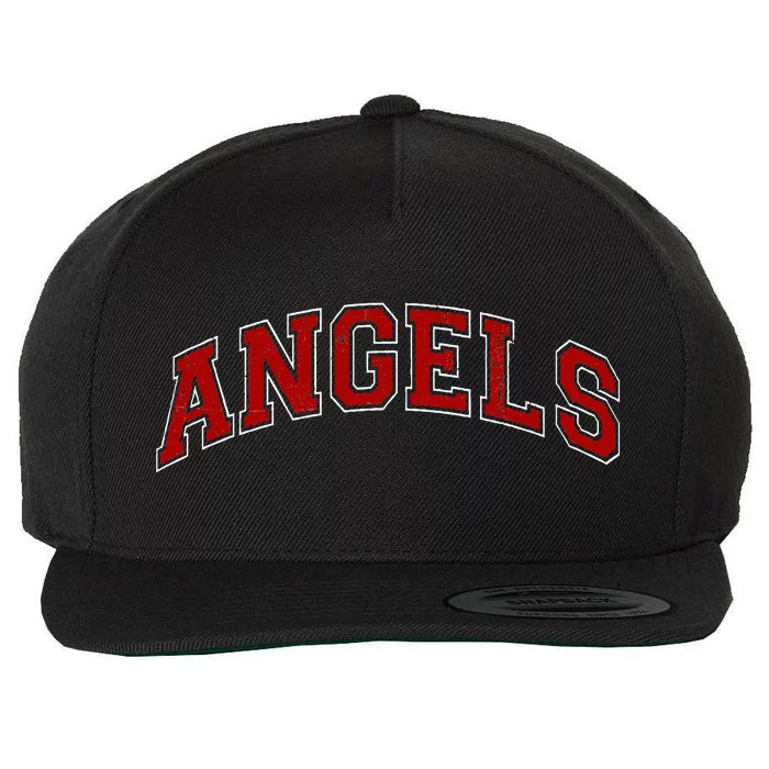 Vintage Angels Sports Name Athletic Text Arch Wool Snapback Cap