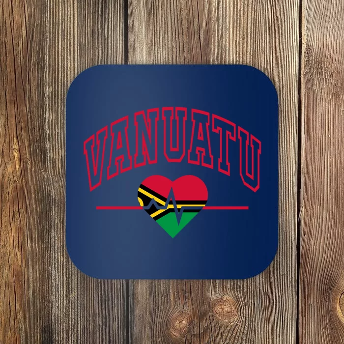 Vintage Athletic Souvenir Heartbeat Vanuatu Flag Coaster