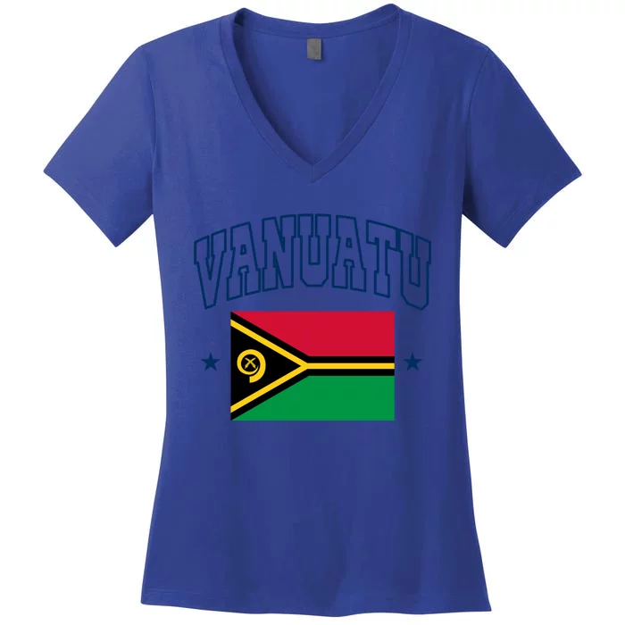 Vanuatu Athletic Souvenir Flag Gift Women's V-Neck T-Shirt