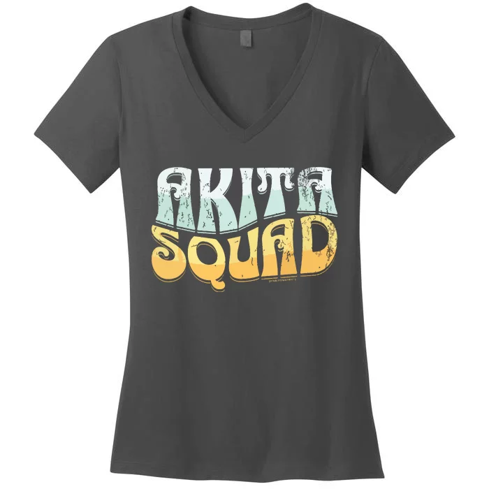 Vintage Akita Squad Akita Dog Women's V-Neck T-Shirt