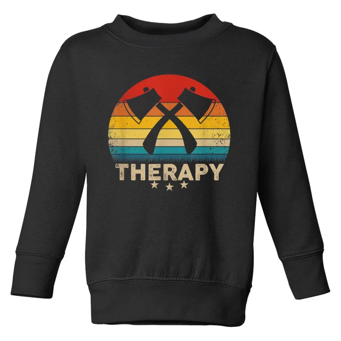 Vintage Axe Throwing Therapy Silhouette Retro Sunset Toddler Sweatshirt