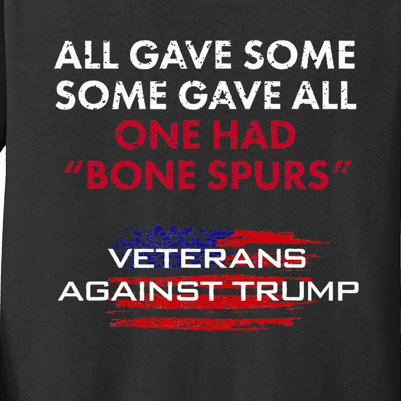 Veterans Anti Trump Draft Dodger Bone Spurs For Vets Kids Long Sleeve Shirt