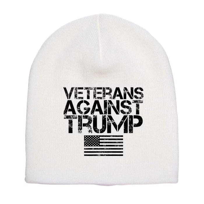 Veterans Against Trump Vintage Patriotic Flag Protest Short Acrylic Beanie