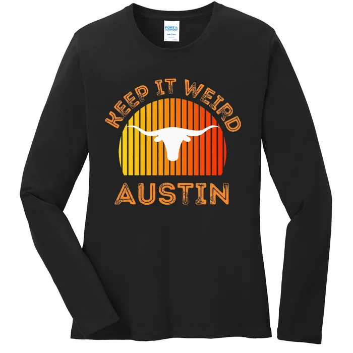 Vintage Austin TX Distressed Keep It Weird Texas Ladies Long Sleeve Shirt