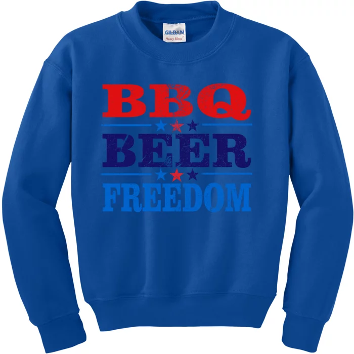 Viral And Trending Distressed Style Bbq Beer Freedom Cute Gift Kids Sweatshirt