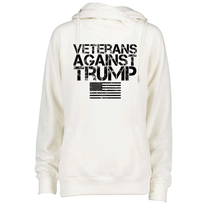 Veterans Against Trump Vintage Patriotic Flag Protest Womens Funnel Neck Pullover Hood