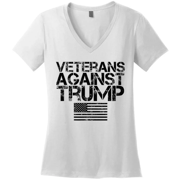 Veterans Against Trump Vintage Patriotic Flag Protest Women's V-Neck T-Shirt