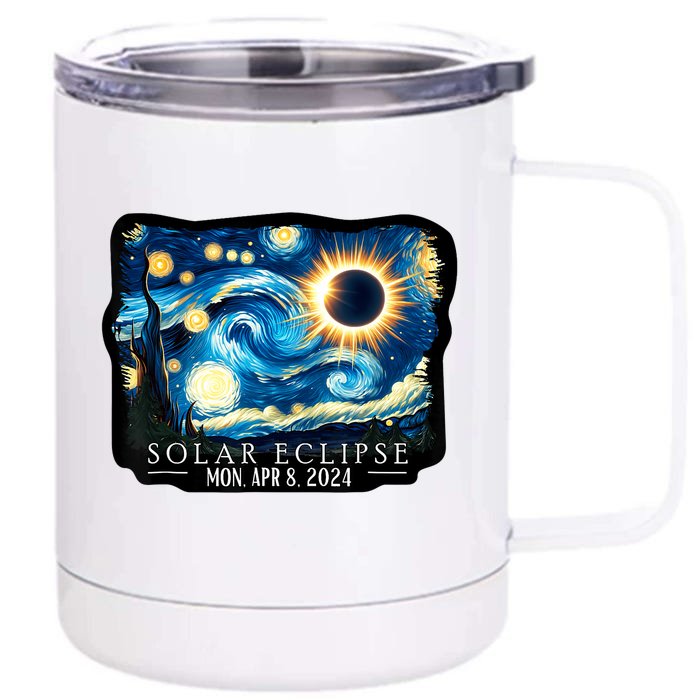 Vintage American Totality Starry Night Eclipse Solar 2024 Front & Back 12oz Stainless Steel Tumbler Cup